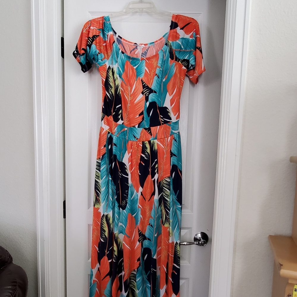 Plus size maxi dress w/ built-in romper